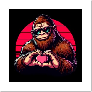 Bigfoot Sasquatch Lover Vintage Valentine's Day Romantic Posters and Art